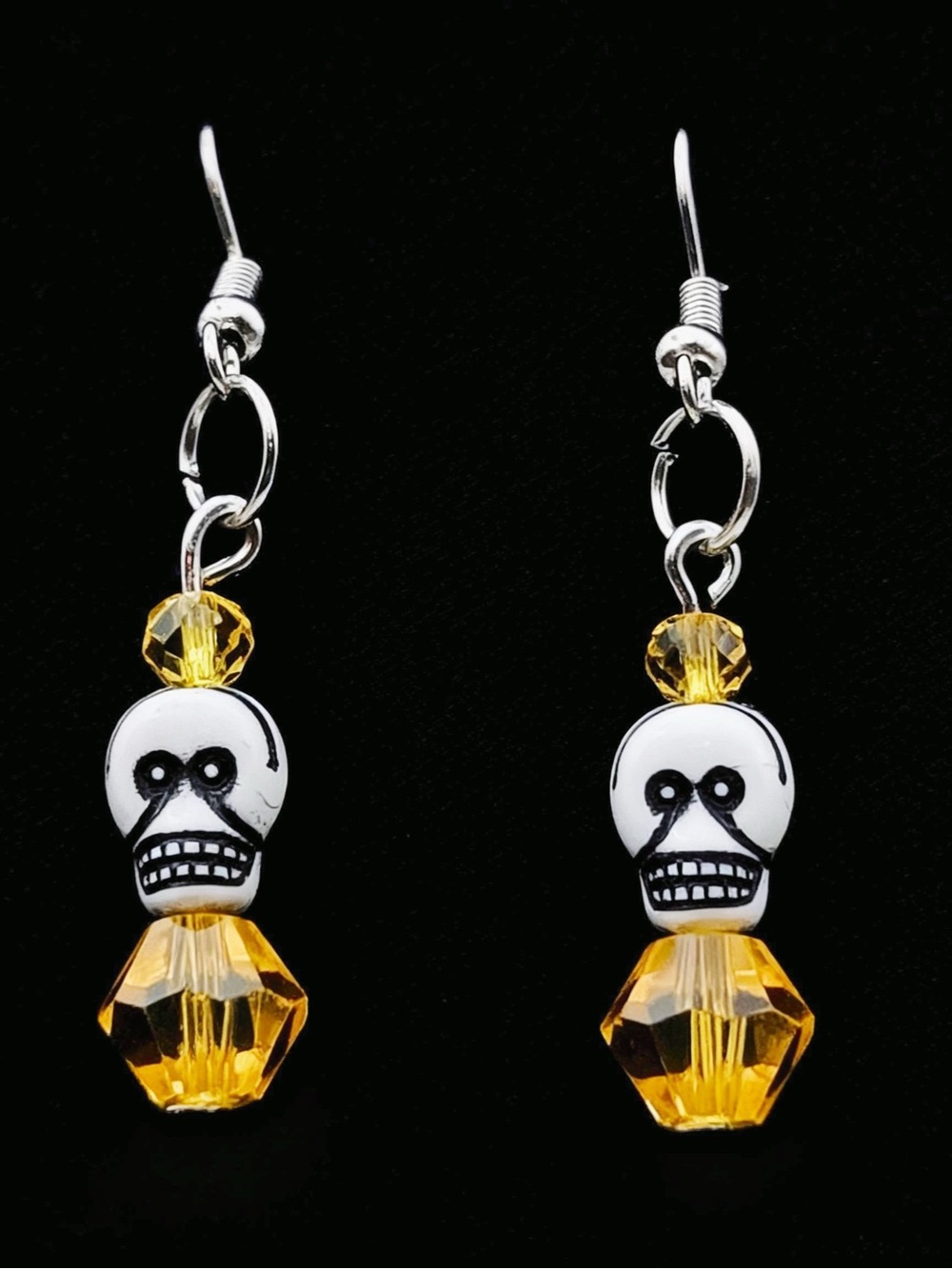 Yellow Crystal Skull Drop Earrings — Unbranded Fashion Dangle